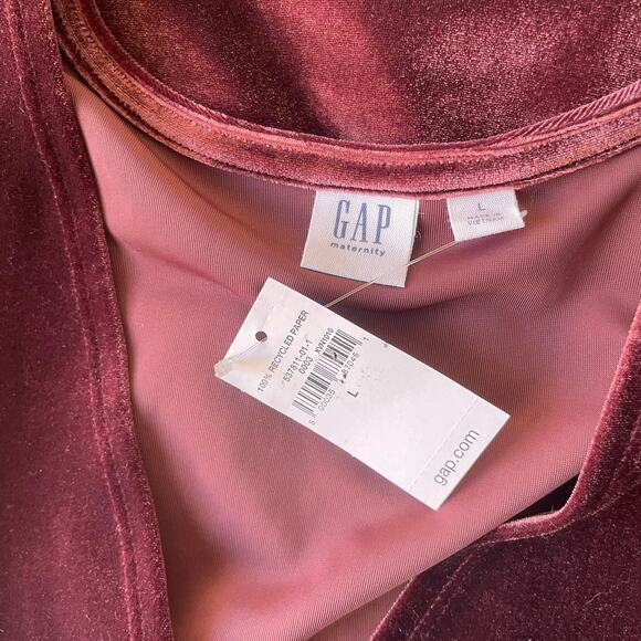 GAP Maternity Burgundy Wrap Top Velvet Maternity Dress w Fabric Belt - L (NWT) - Picture 10 of 10